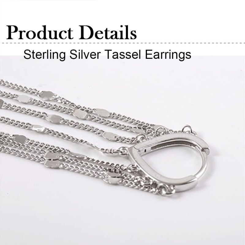 KesaPlan Sterling Silver Women's Tassel Earrings Gold 925 Silver Chandelier Threading Long Gold Dangle Earrings - Image 4