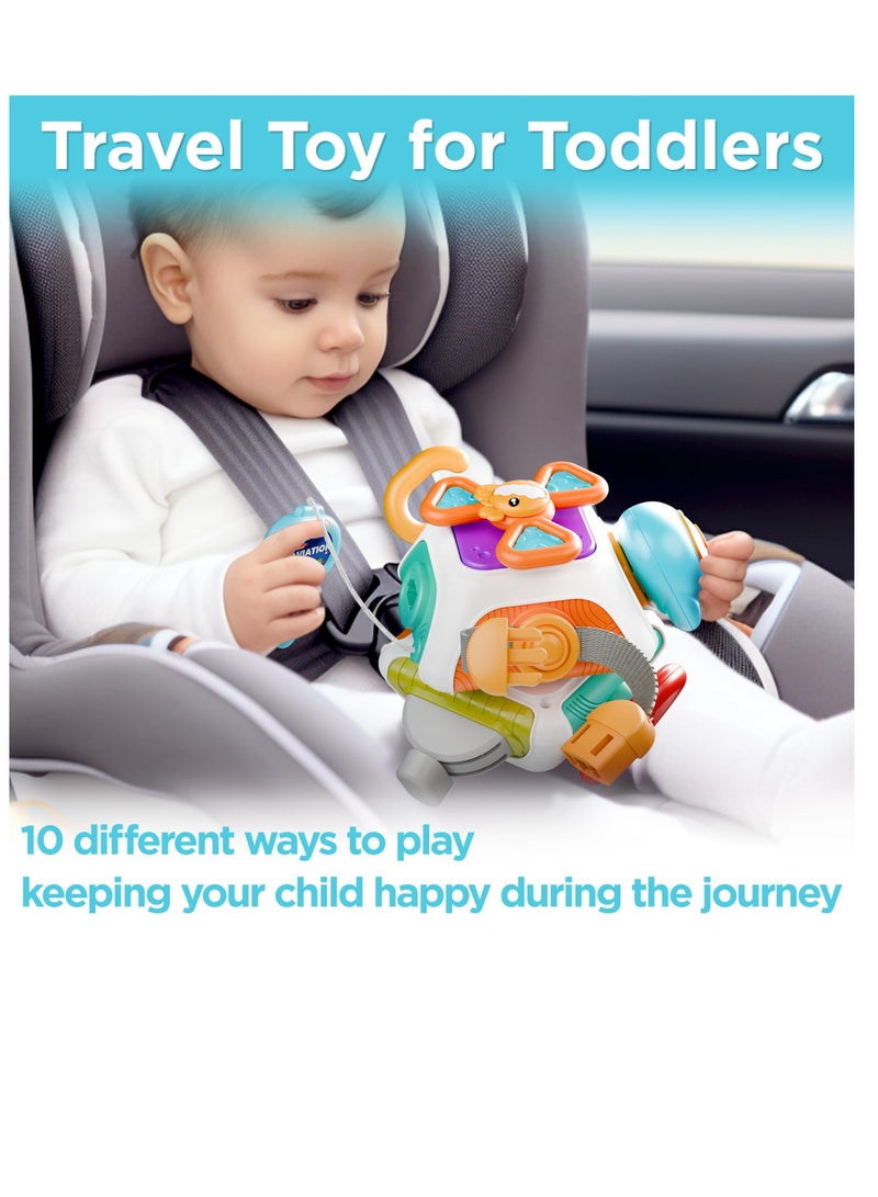 SYOSI Baby Busy Cubefor Toddler 1-3, Montessori Sensory Toys Infant Carseat Toy Plane Travel Toy Educational Learning Cube Travel Busy Board Educational Infant Toy Infant Montessori Cube Baby Plane Toy - Image 5