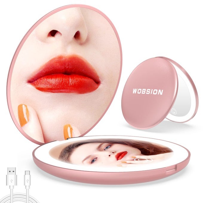10X MAGNIFYING TABLETOP MIRROR TOUCH DIMMABLE 3 COLOR TEMPERATURE ADJUSTMENT AUTO LIGHT OFF RECHARGEABLE COMPACT 4 INCH X 08 INCH