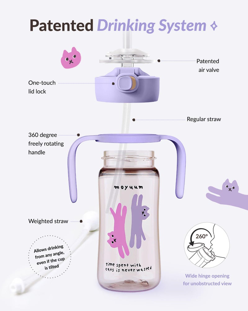 MOYUUM Leak Proof Sippy Cup with Handle | Made in Korea, 100% BPA Free PPSU, Magic No Spill Straw Cup with Attached Flip Top Lid, Easy to Hold for Babies and Toddlers, 9oz Gray - Image 5