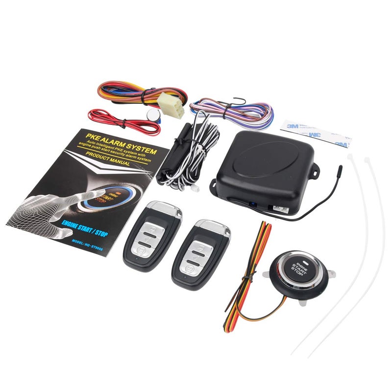 HIWOWSPORT 9pcs Car Keyless Entry Engine Start Alarm System Push Button Remote Starter Stop - Image 1