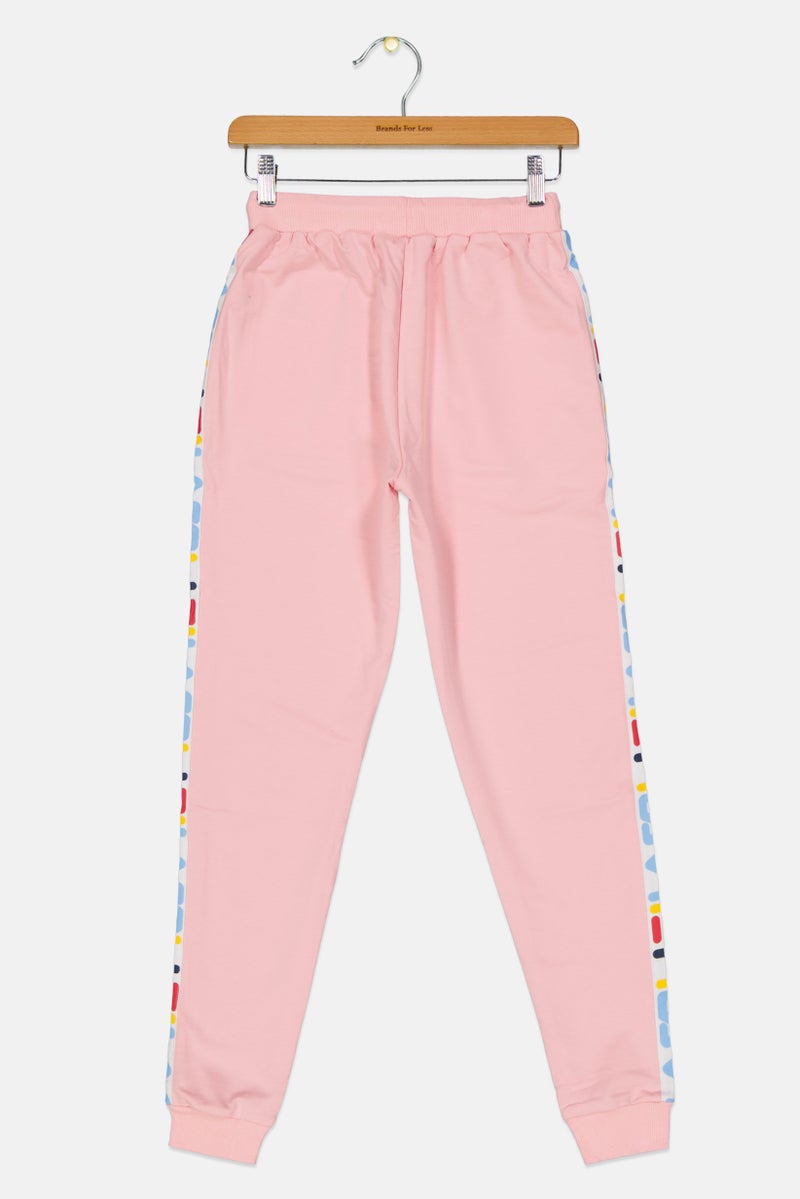 FILA سروال رياضي للفتيات، برباط سحب، لون وردي - Image 2