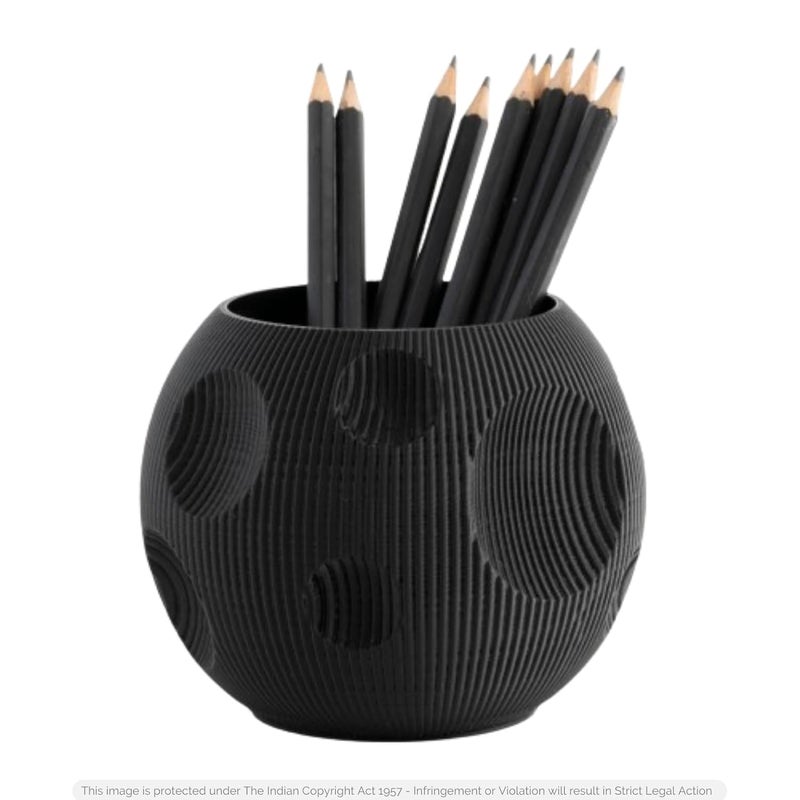 DIRHA Stylish Pen Stand & Pencil Holder for Office Table - Perfect Study & Stationery Accessory for Students - Ideal School Materials & Dressing Table Organizer | Gadget for Desk Accessories (Black) - Image 1