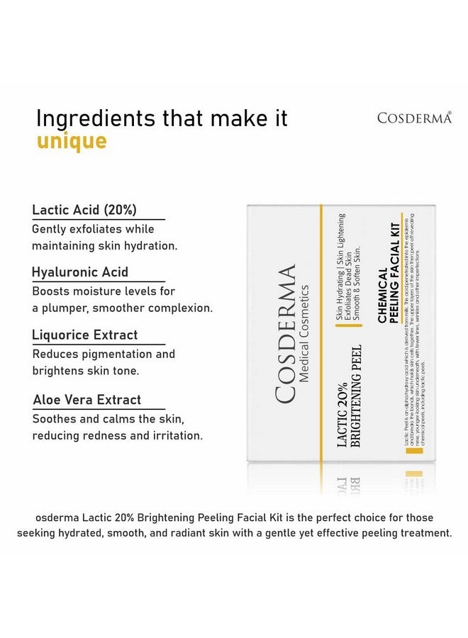 Cosderma Professional Facial Peeling Solution Kit | Includes AHA Cleanser, Neutralizer & Brush | Lactic, Glycolic, Kojic, Insta Glow, Acne Peel Variants | 230ml (230Ml, Lactic 20% Peel) - Image 4