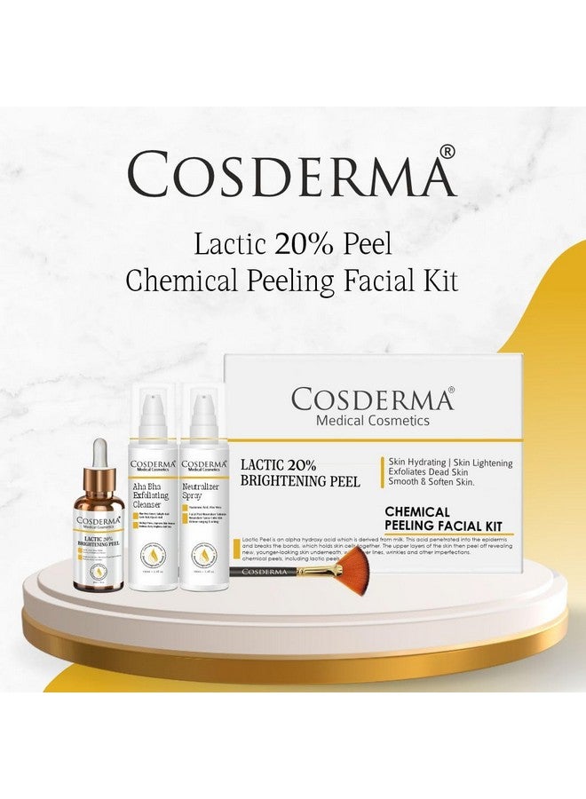 Cosderma Professional Facial Peeling Solution Kit | Includes AHA Cleanser, Neutralizer & Brush | Lactic, Glycolic, Kojic, Insta Glow, Acne Peel Variants | 230ml (230Ml, Lactic 20% Peel) - Image 2