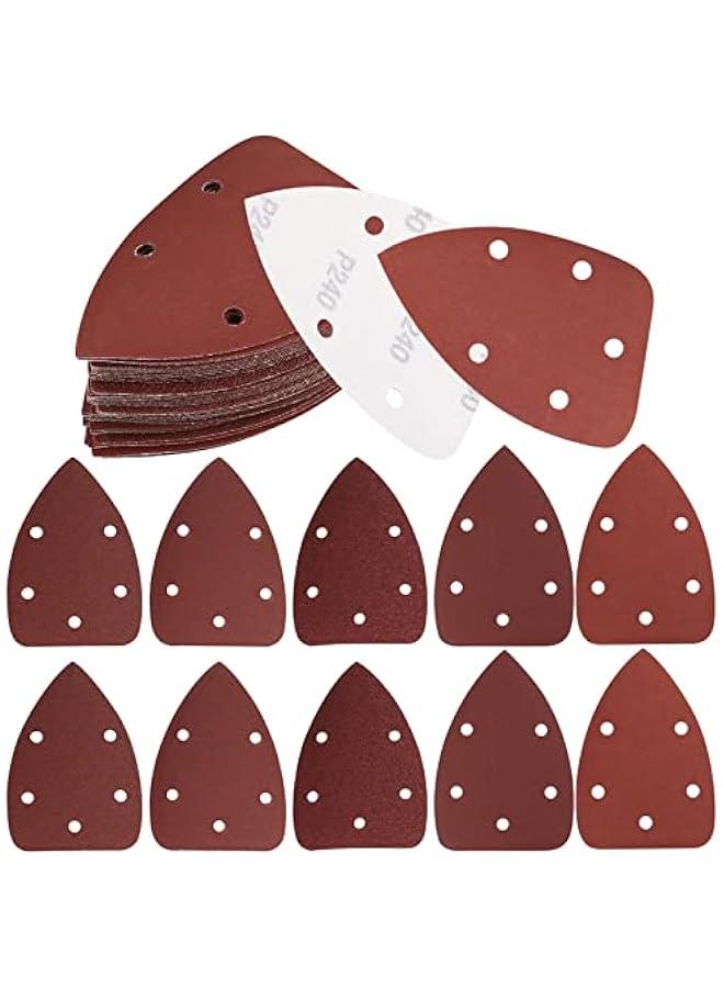 MOXO 50 Mouse Sander Pads  orted Grit Sanding Sheets for Detail Palm Sander  Fits Black  Decker  Hook and Loop  5Hole Triangle Sandpaper  6080120180240 Grits - Image 1