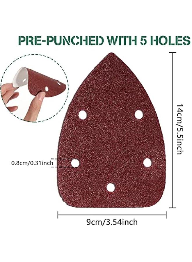 MOXO 50 Mouse Sander Pads  orted Grit Sanding Sheets for Detail Palm Sander  Fits Black  Decker  Hook and Loop  5Hole Triangle Sandpaper  6080120180240 Grits - Image 5