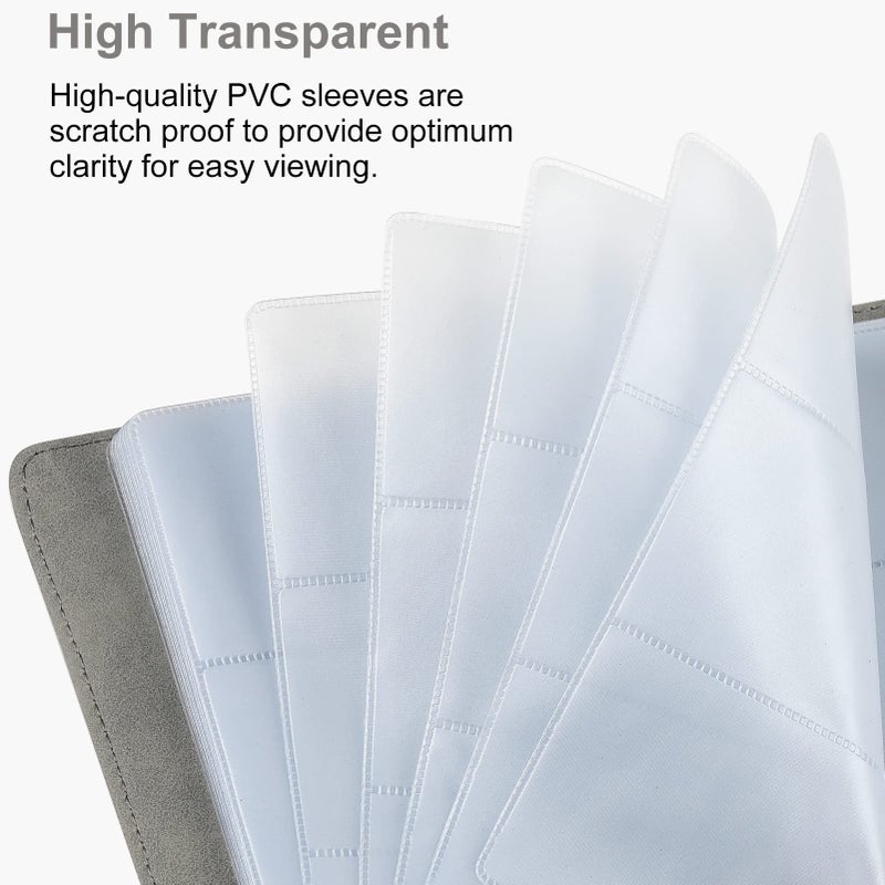 MaxGear Business Card Organizer, 240 Cards Book Portable Business Card Holder for Men & Women, Professional PU Credit Cards Binder File Storage, Dark Gray - Image 3