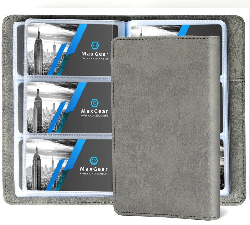 MaxGear Business Card Organizer, 240 Cards Book Portable Business Card Holder for Men & Women, Professional PU Credit Cards Binder File Storage, Dark Gray - Image 1