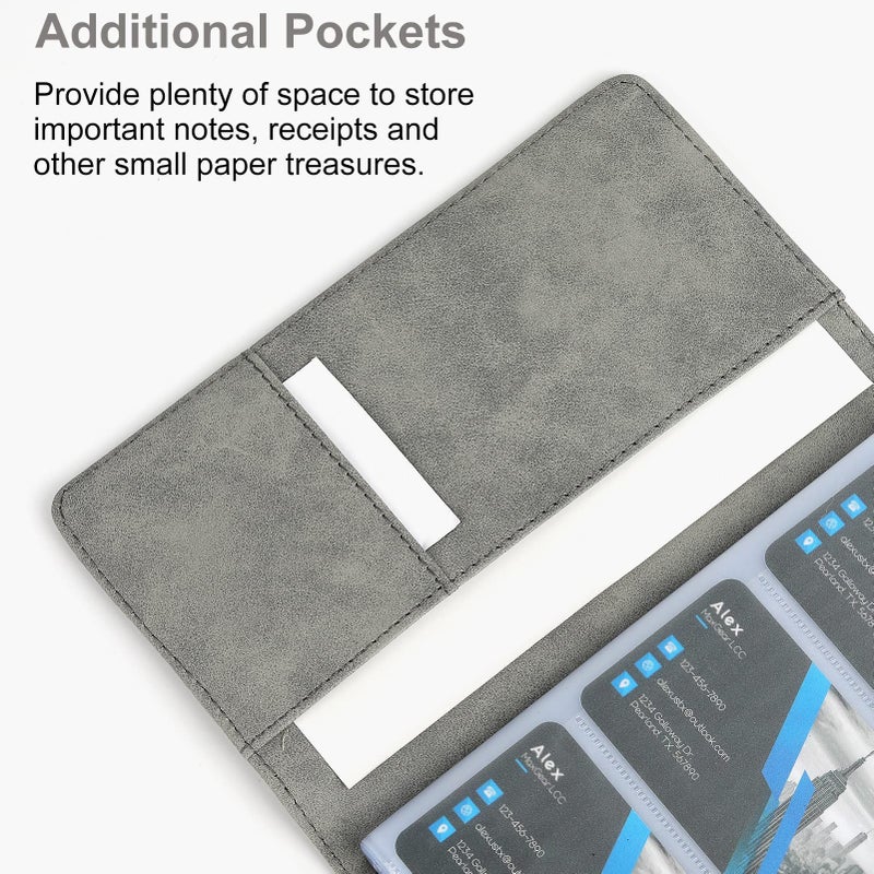 MaxGear Business Card Organizer, 240 Cards Book Portable Business Card Holder for Men & Women, Professional PU Credit Cards Binder File Storage, Dark Gray - Image 4