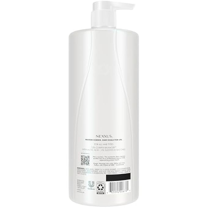 Nexxus CLEAN AND PURE CLARIFYING SHAMPOO, FOR NOURISHED HAIR WITH PROTEINFUSION, SILICONE, DYE AND PARABEN FREE 33.8 OZ - Image 2