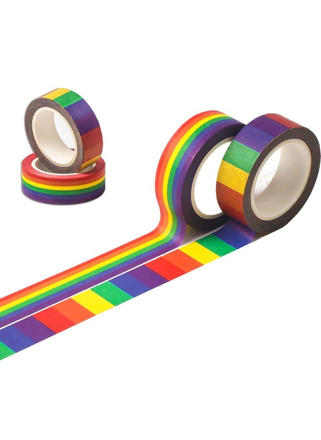 DERAYEE Rainbow Color Washi Tape, Masking Decorative Tapes For Diy Scrapbook, Planner, Arts & Crafts Gift Wrappings 4 Roll  - Image 1
