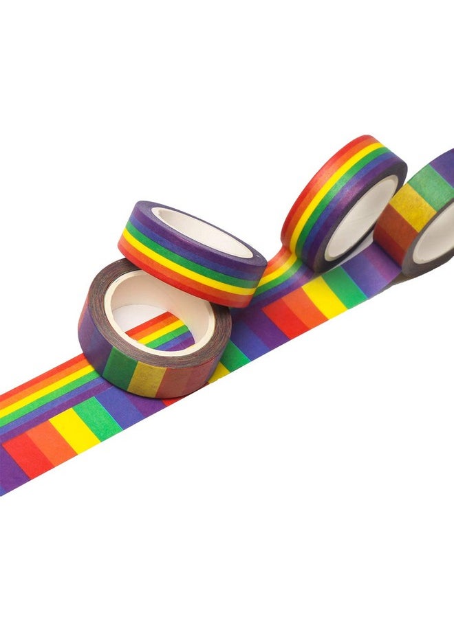 DERAYEE Rainbow Color Washi Tape, Masking Decorative Tapes For Diy Scrapbook, Planner, Arts & Crafts Gift Wrappings 4 Roll  - Image 2