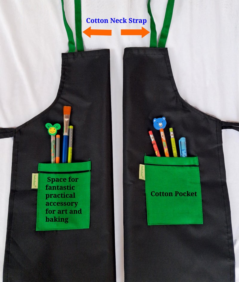 Switchon® Waterproof Kids Polyester Multipurpose Apron with Front Pocket for Cooking, Painting, Art & School Activities | Suitable for Boys & Girls Age 5–12 Years | Pack of 2 - Image 4