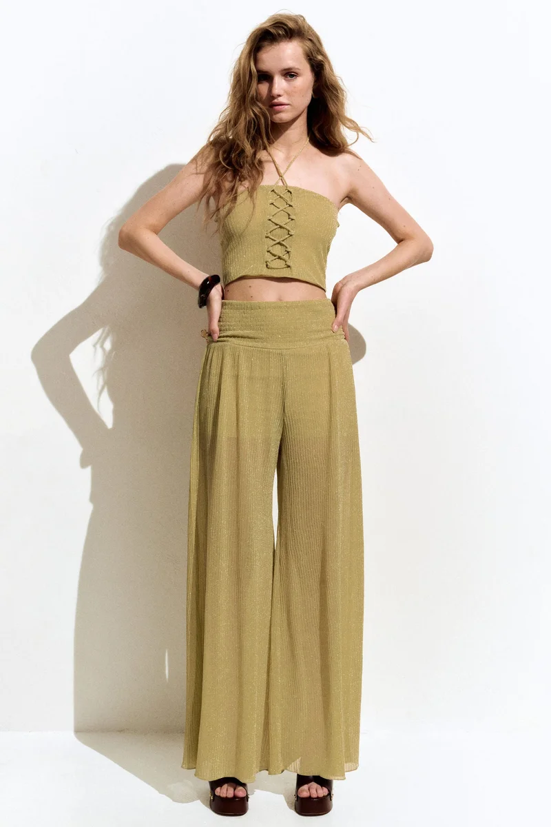 H&M Glittery lacing-detail halterneck top