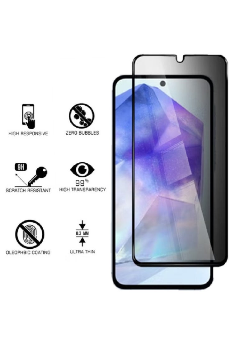 MOBM Samsung Galaxy A55 Magnetic Clear Case with Black Ring with Privacy Screen Protector and Tempered Glass Pack of 3 - Image 4