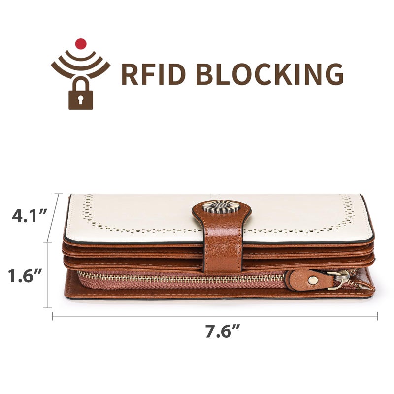 SENDEFN Wallets for Women Leather Credit Card Holder with RFID Blocking Large Capacity Wristlet - Image 3