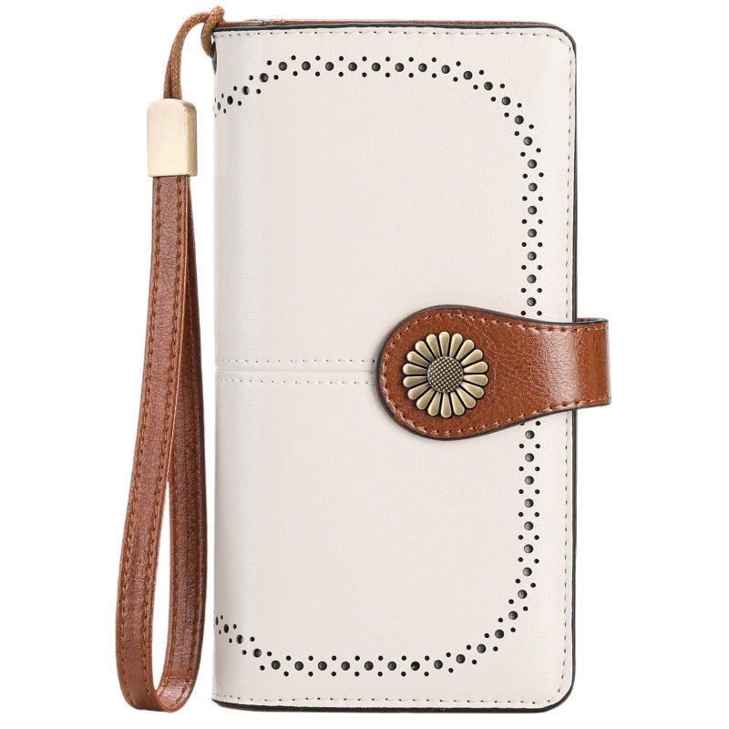 SENDEFN Wallets for Women Leather Credit Card Holder with RFID Blocking Large Capacity Wristlet - Image 1