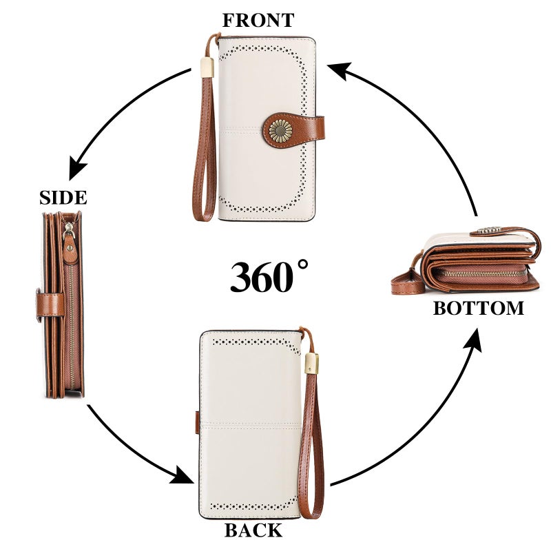 SENDEFN Wallets for Women Leather Credit Card Holder with RFID Blocking Large Capacity Wristlet - Image 5