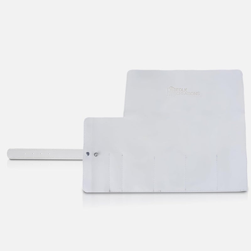 Folk Creations حافظة ساعات من الجلد النباتي - حقيبة سفر بـ 4 فتحات، إغلاق مضغوط، أبيض - Image 5