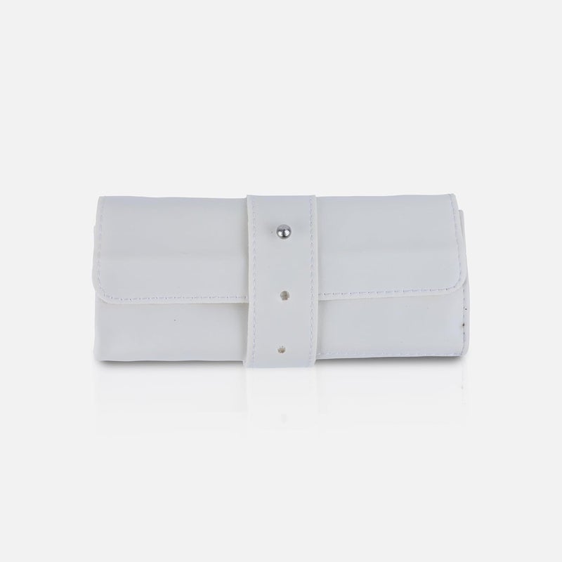 Folk Creations حافظة ساعات من الجلد النباتي - حقيبة سفر بـ 4 فتحات، إغلاق مضغوط، أبيض - Image 1