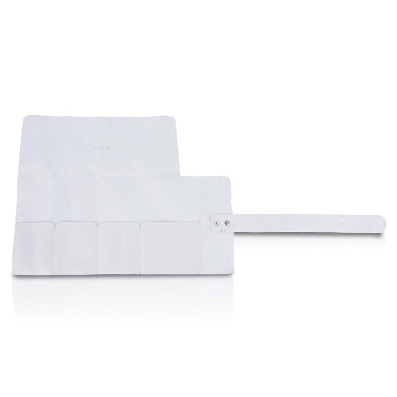 Folk Creations حافظة ساعات من الجلد النباتي - حقيبة سفر بـ 4 فتحات، إغلاق مضغوط، أبيض - Image 4