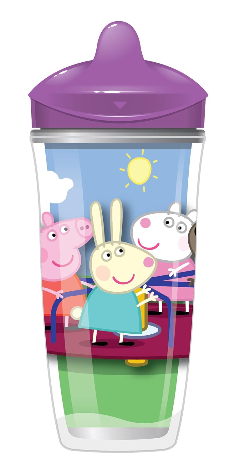 Playtex Sipsters Stage 3 Peppa Pig SpillProof LeakProof BreakProof Insulated Toddler Spout Cups for Girls  9 Ounce  2 Count - Image 2