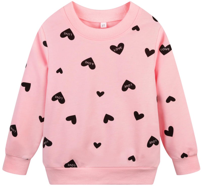 Retsugo Girl Heart Clothes Little Girls Outfits Toddler Long Sleeve Heart Sweatshirt Pink Shirts Top And Leggings Kids Clothing Set Valentines Day Outfit Size 6/6788 - Image 3