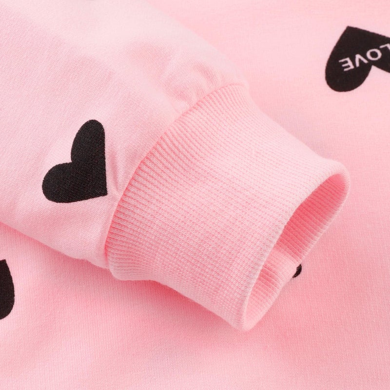 Retsugo Girl Heart Clothes Little Girls Outfits Toddler Long Sleeve Heart Sweatshirt Pink Shirts Top And Leggings Kids Clothing Set Valentines Day Outfit Size 6/6788 - Image 5