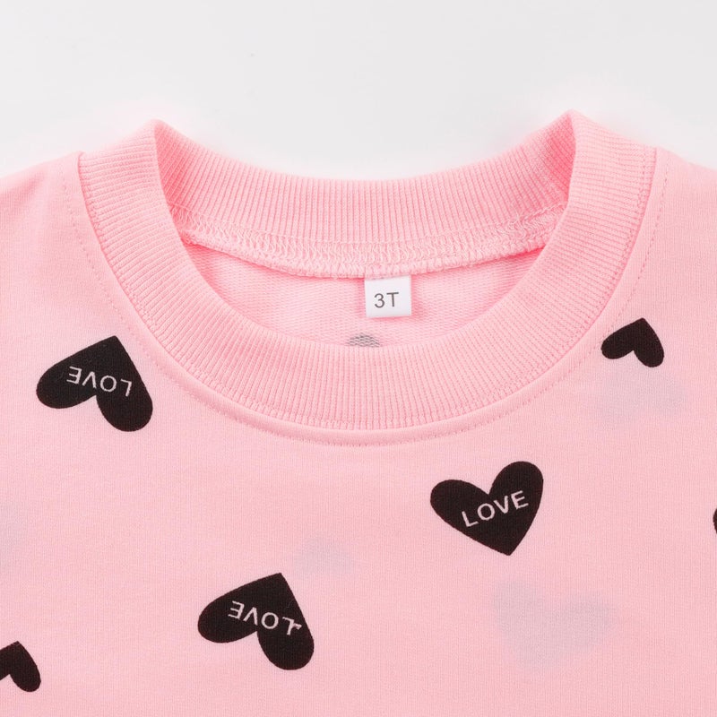 Retsugo Girl Heart Clothes Little Girls Outfits Toddler Long Sleeve Heart Sweatshirt Pink Shirts Top And Leggings Kids Clothing Set Valentines Day Outfit Size 6/6788 - Image 4