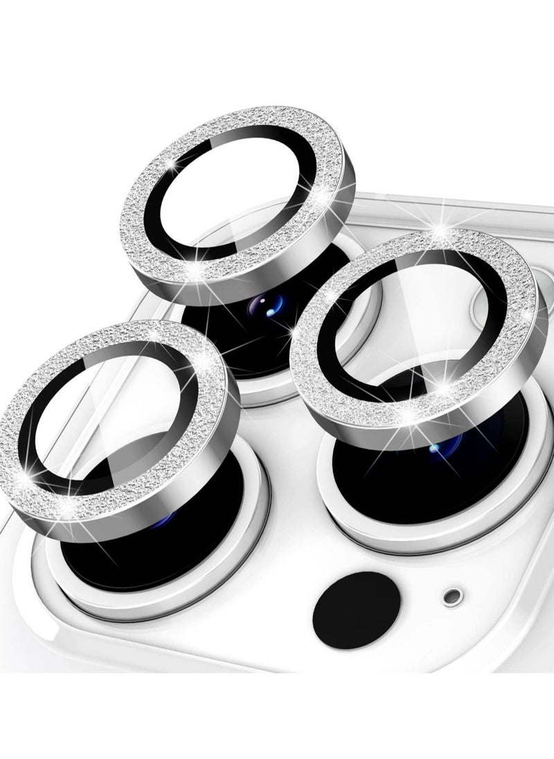 Raxoom iPhone 14 Pro 6.1 inch / 14 Pro Max 6.7 inch Camera Lens Protector, Camera Cover Tempered Glass for iPhone 14 Pro Max/for iPhone 14 Pro [Glitter Diamonds] - Silver - Image 1