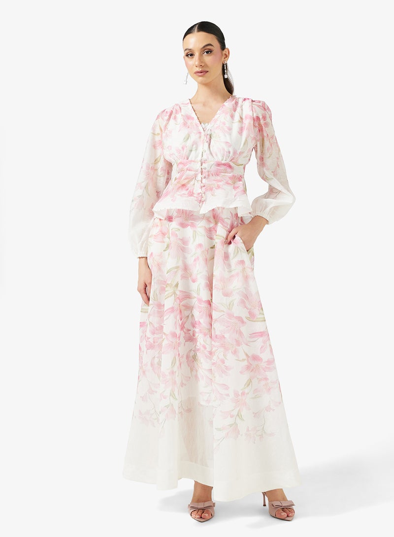 خزانة طقم بلوزة وتنورة مطبوعة - Image 1