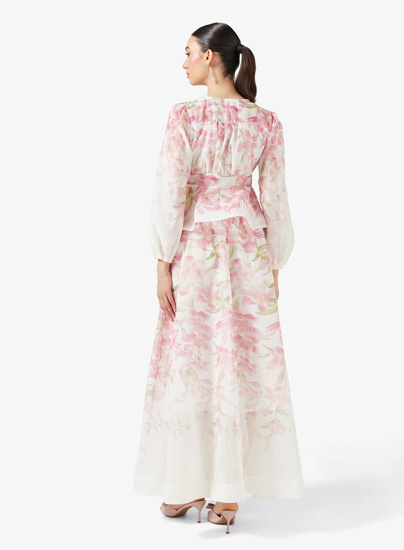 خزانة طقم بلوزة وتنورة مطبوعة - Image 2