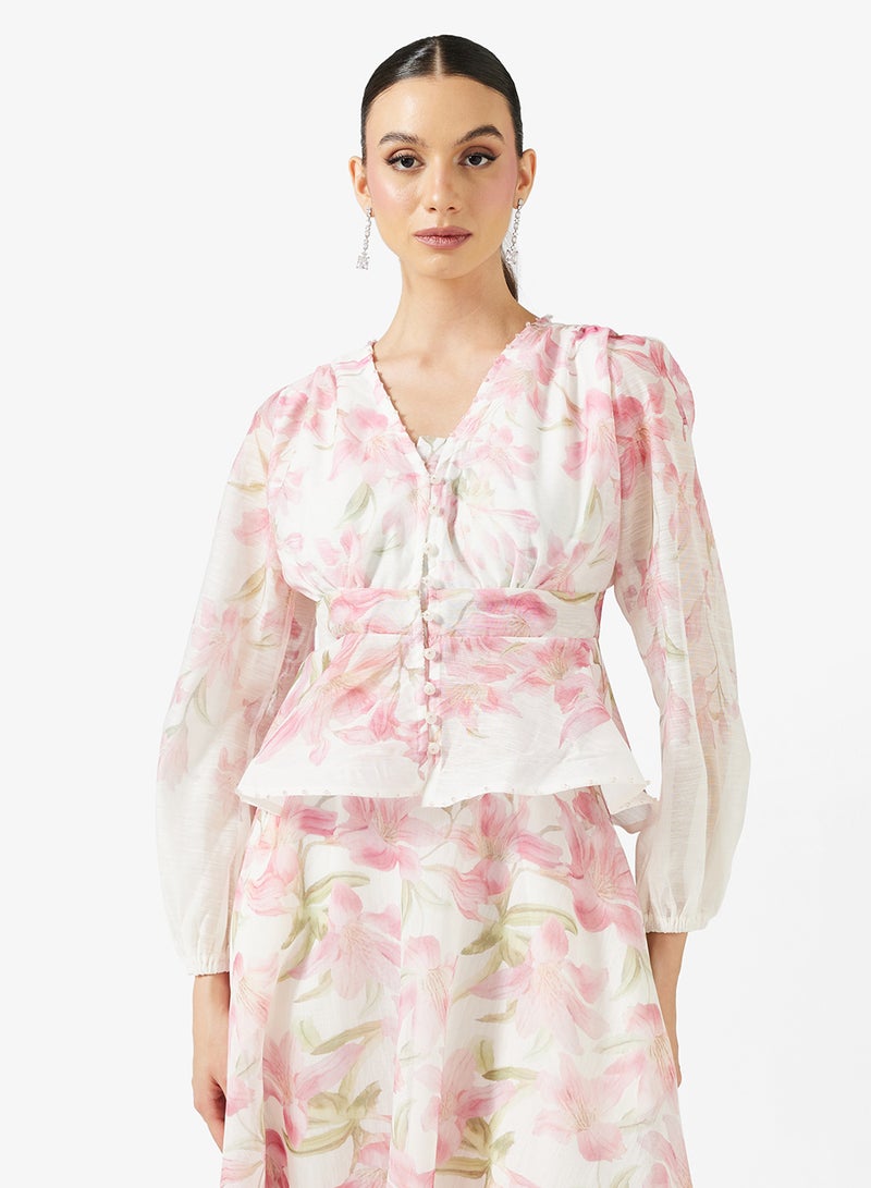 خزانة طقم بلوزة وتنورة مطبوعة - Image 3