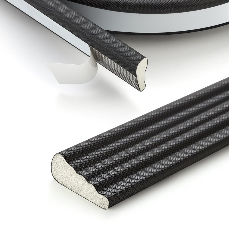 Ravinte 196 Inch Self-Adhesive Wedge Weather Stripping Door Seal & Window Insulation - Soundproof Gap Filler, Draft Stopper Foam Tape for Door Frame, Black - Image 1