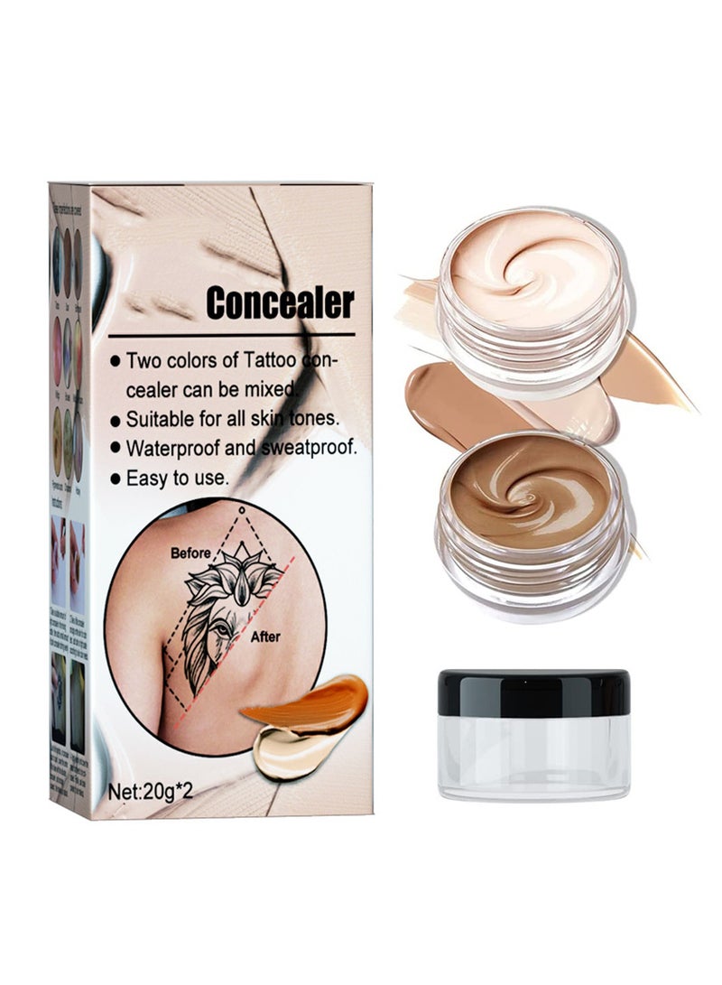 كريم إخفاء الندبات المقاوم للماء للجسم والساقين - تغطية احترافية للبقع الداكنة والندبات، مجموعة من درجتين - Image 1