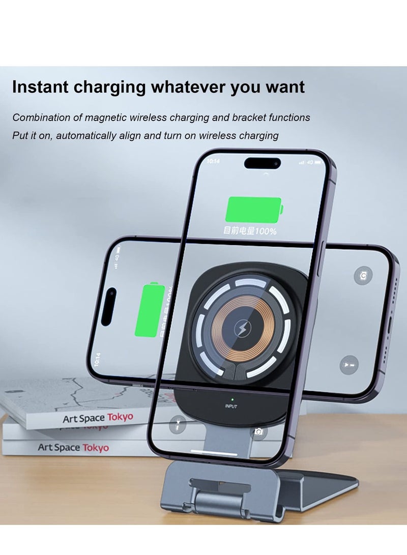 KASTWAVE Foldable Magnetic Wireless Charger Stand, Multifunction Wireless Charger Compatible with All Qi Standard Devices for Iphone1413pro Maxxrxs Plus, Galaxy S22s21s9s9+ - Image 5