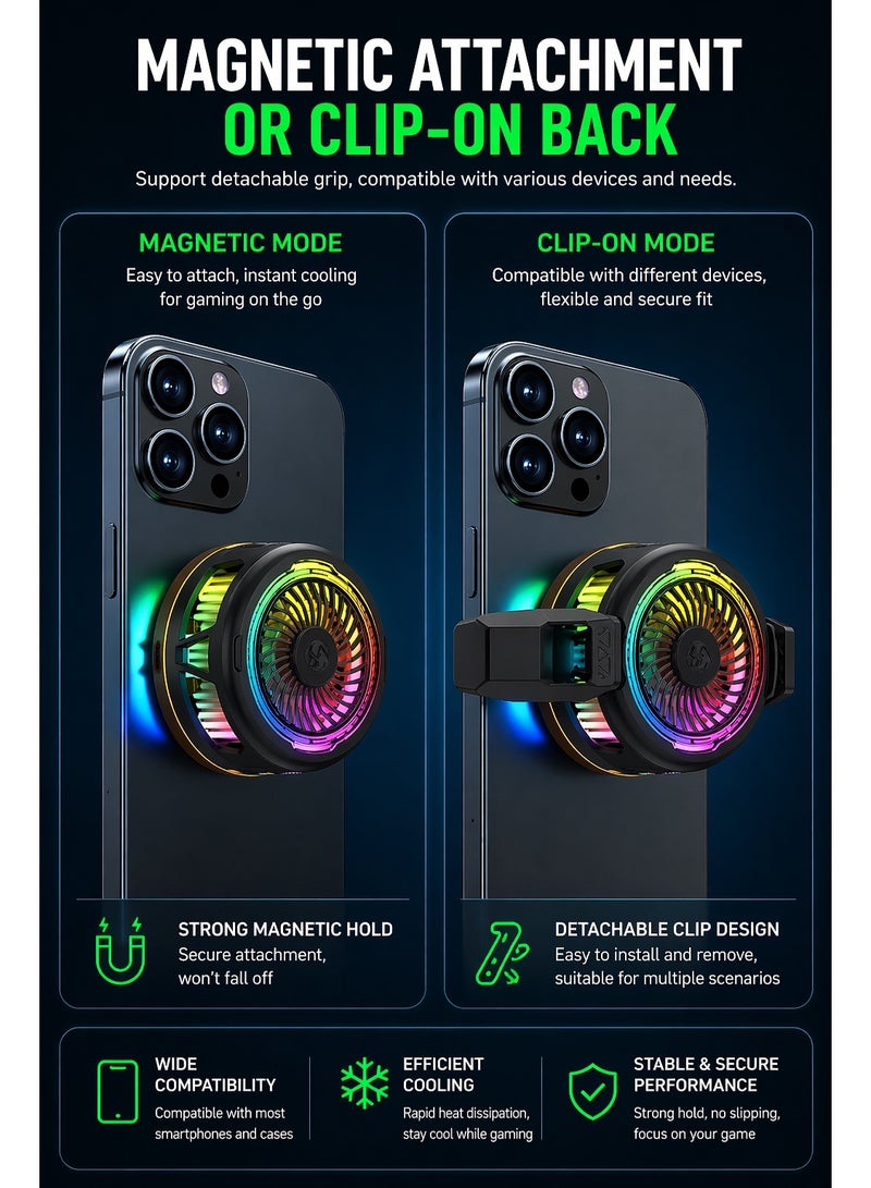 BLACK SHARK Blackshark 5 funcooler Phone Cooler, 20W Magnetic Cooling Fan with App Control, Ultra-Quiet Portable Cooling Pad, Strong Magnetic Attachment for iPhone, Android, RedMagic & iPad – Perfect for FPS Games like PUBG Mobile & Call of Duty Mobile - Image 4