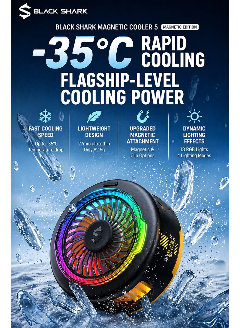 BLACK SHARK Blackshark 5 funcooler Phone Cooler, 20W Magnetic Cooling Fan with App Control, Ultra-Quiet Portable Cooling Pad, Strong Magnetic Attachment for iPhone, Android, RedMagic & iPad – Perfect for FPS Games like PUBG Mobile & Call of Duty Mobile - Image 2