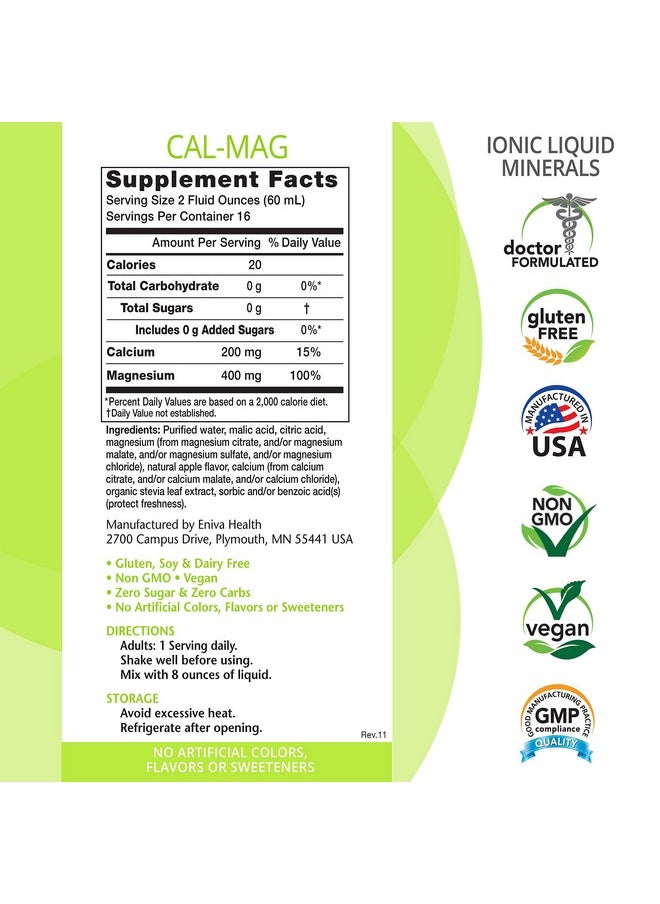 Eniva Health - Calcium Magnesium Supplement 32Oz Healthy Bones Hair Nails And Body Doctor Formulated Zero Calories Zero Sugar By Eniva Health - Image 1