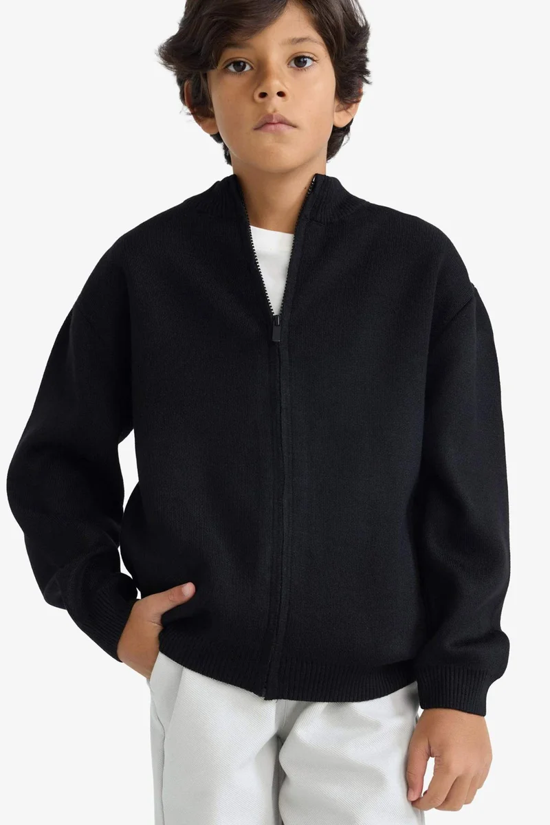 ديفاكتو Boy Basic Zippered Cardigan