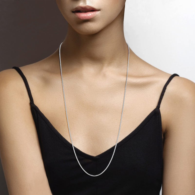 Miabella Italian 925 Sterling Silver Solid 2mm Round Box Chain Necklace for Women Men, Made in Italy (sterling silver, Length 30 Inches) - Image 3