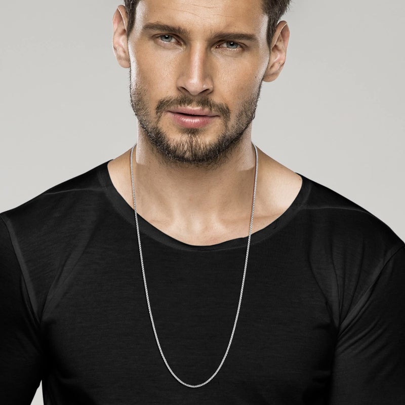 Miabella Italian 925 Sterling Silver Solid 2mm Round Box Chain Necklace for Women Men, Made in Italy (sterling silver, Length 30 Inches) - Image 4