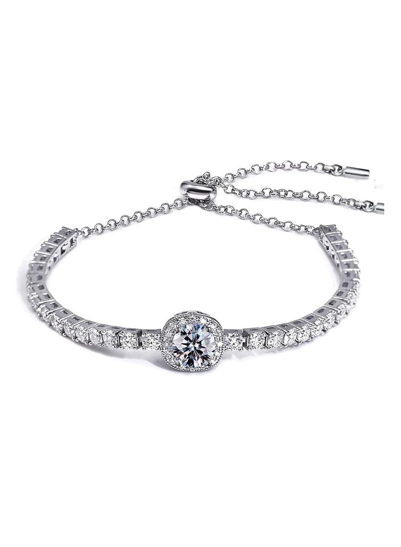 Moissanite tennis bracelet, 2CT 8mm lab-created moissanite diamond, 925 silver plated with 18K white gold, adjustable women's silver bracelet, stylish, jewelry gift. - Image 1