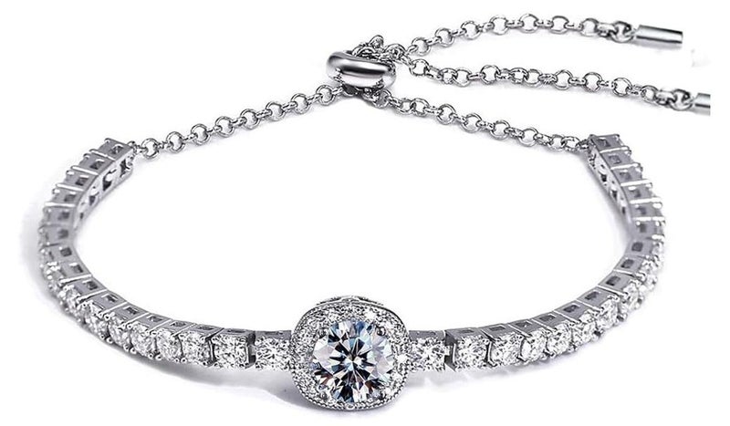 Moissanite tennis bracelet, 2CT 8mm lab-created moissanite diamond, 925 silver plated with 18K white gold, adjustable women's silver bracelet, stylish, jewelry gift. - Image 1