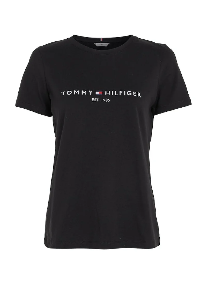 TOMMY HILFIGER Women's Organic Cotton Logo T-Shirt, Black