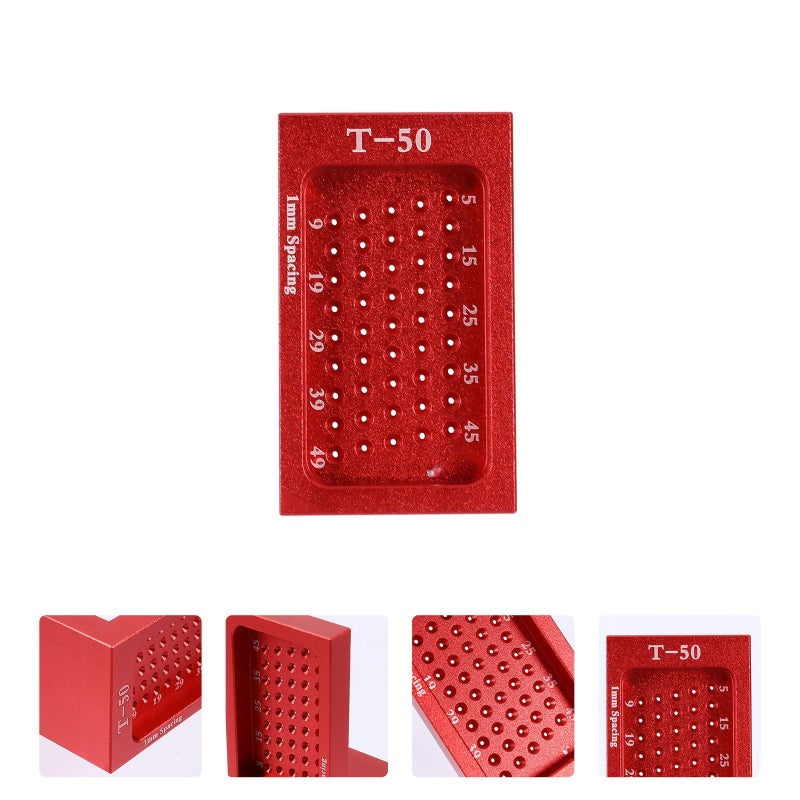 T Type Woodworking Scriber And Hole Positioning Gauge Aluminum Alloy Carpenter Marking Tool Red For Home And Professional Woodworking - Image 5