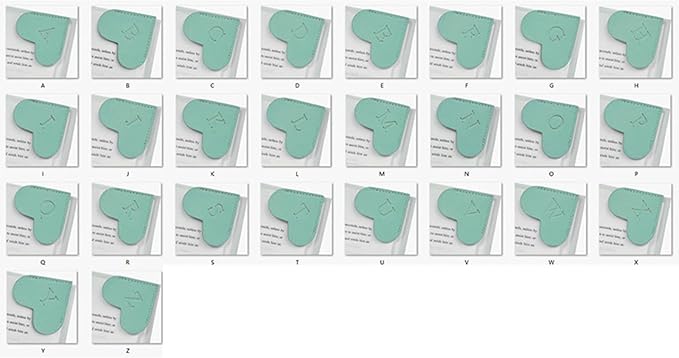 Light Green Heart Corner Bookmarks 26Pcs PU Leather Page Dividers For Book Lovers - Image 1