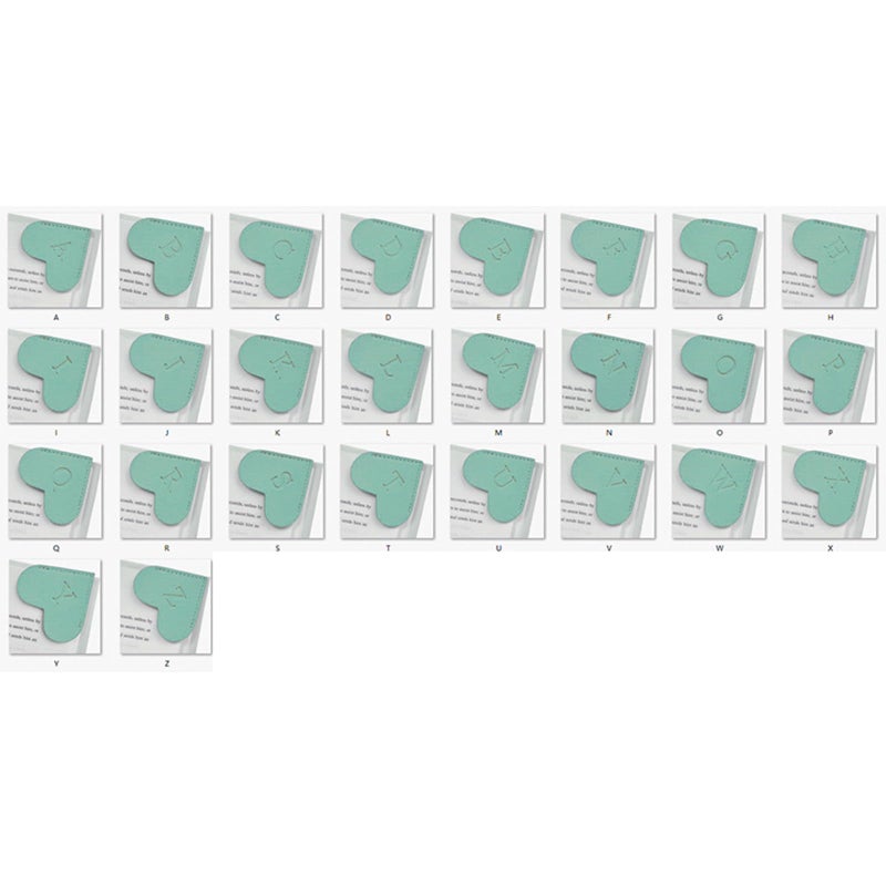 Light Green Heart Corner Bookmarks 26Pcs PU Leather Page Dividers For Book Lovers - Image 2