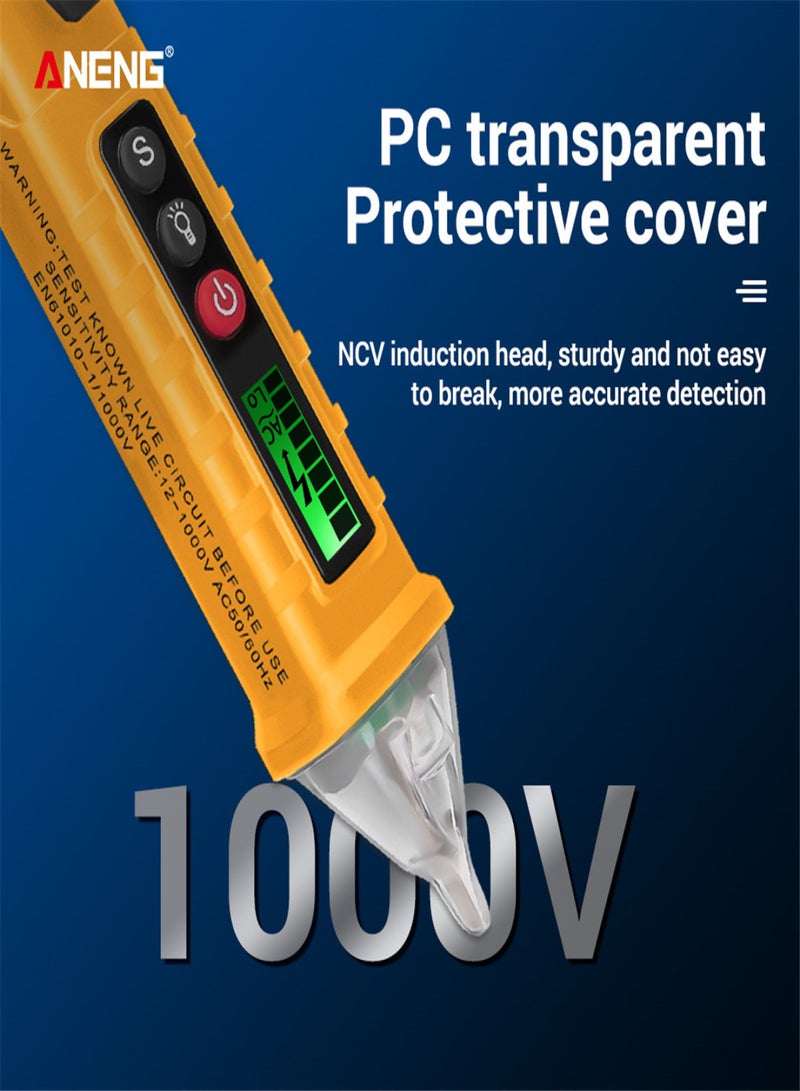 ANENG VC1010 Non-Contact AC Voltage Tester with Variable Sensitivity 12V-1000V Dual Range Electrical Tester Pen LCD Display Portable Voltage Detector with Beeps Flashes Flashlight - Image 3